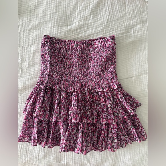 ISABEL MARANT Naomi Smocked Mini Skirt Pink Size 4 NWT - Picture 6 of 7